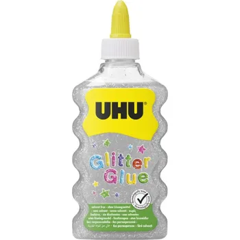 Kancelářské lepidlo UHU Glitter Glue Silver Maxi- třpytkové lepidlo pro dekorace 185 g / 177 ml