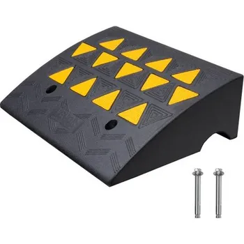 Nakládací rampa pro vozidlo Pryžová nájezdová rampa VEVOR s výškou 15,2 cm, šířkou 37 cm a délkou 49,1 cm, pro příjezdovou cestu, odolná gumová rampa 15T pro vysokozdvižné vozíky, nákladní automobily, autobusy, auta, invalidní vozíky, kola