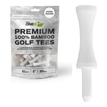 Golfová tyčka GOLF ONE8 týčka Premium 100% Bamboo Golf Tees 51mm (2") - bílá 20ks