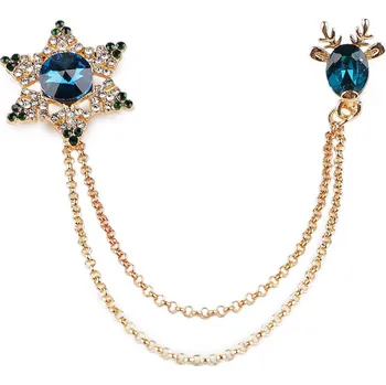 Brož Brož / spona dragoun s broušenými kamínky vločka a sob Varianta: 3 modrá, Balení: 1 ks