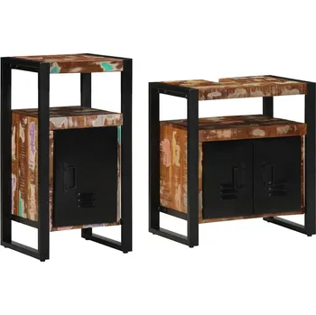 Koupelnový nábytek Sada koupelnového nábytku 2 pcs Hnědá masivní recyklované dřevo Hnědá3305603