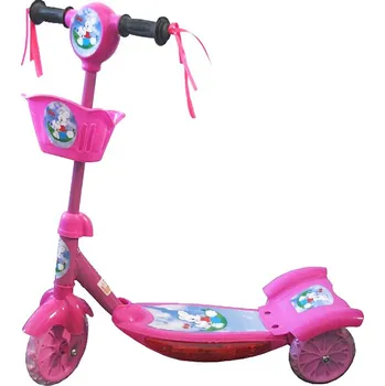 Koloběžka ACRA CSK 5 Koloběžka dětská 3 kola růžová 54x21x58cm s košíkem | 384556