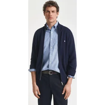 Pánské oblečení SVETR GANT MICRO TEXTURE FZ EVENING BLUE