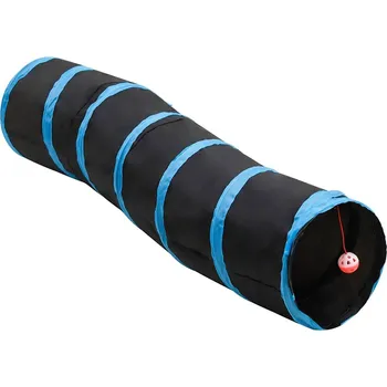 Hra na zahradu zahrada-XL Kočičí tunel ve tvaru S černý a modrý 122 cm polyester 172185
