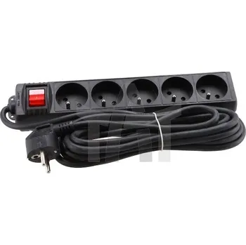 Napájecí kabel Prodlužovací kabel elektrický lišta 5m 5 zásuvek Geko K00246C-C