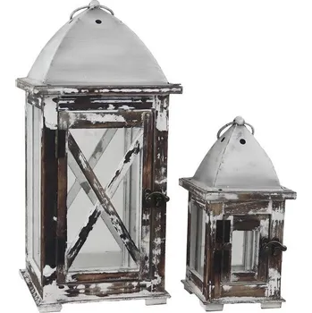 Svícen Dřevěná lucerna, S/2 D7085