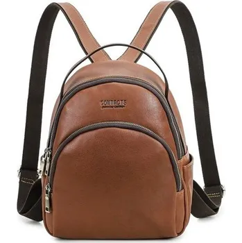 Městský batoh Contacts® dámský kožený batoh Lage Hnědý 8L Contacts C3061