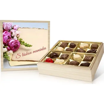 Bonboniéra Delafaille Květina – výběr belgických pralinek 400 g (s vlastním textem) S láskou maminka