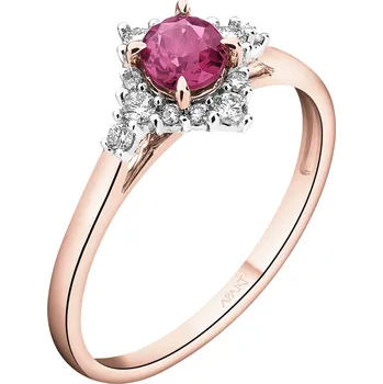 Prsten Prsten z růžového zlata s brilianty a rodolitem - ryzost 585 - 220.972