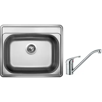 Nerezový dřez Set Sinks COMFORT 600 V matný 0,6 mm + baterie Baterie: EVERA