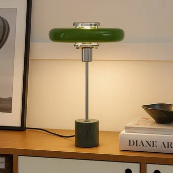 Lampička Lindby stolní lampa Branford, retro, zelená, kov/mramor zelený 1 x 10 W LED - Doprava zdarma