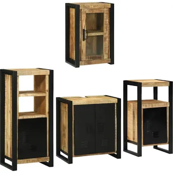 Koupelnový nábytek Sada koupelnového nábytku 4 pcs Hnědá Masivní mangové dřevo Hnědá3305696