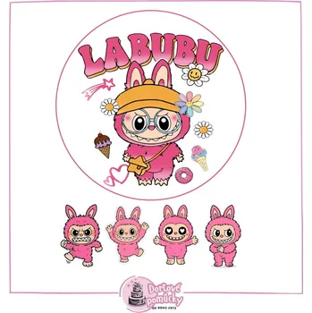 Jedlá dekorace na dort Labubu č.2 jedlý papír nebo fondánový list - Bez úprav / Jedlý papír / Bez decor gelu