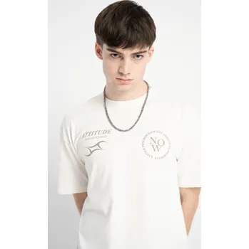 Chlapecké tričko Reporter Young | Chlapecké krémové tričko ve stylu koláže s potiskem na hrudi - Barva KRÉMOVÁ, Velikost 170 251-0440B-67-210-1