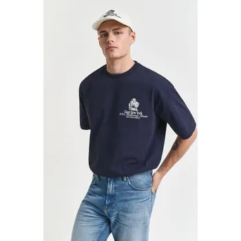 Pánské oblečení TRIČKO GANT GRAPHIC T-SHIRT EVENING BLUE