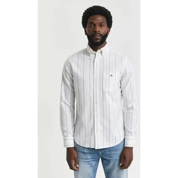 Pánská košile KOŠILE GANT REG CLASSIC OXFORD STRIPE SHIRT WHITE