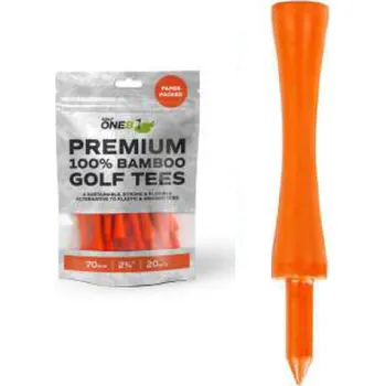 Golfová tyčka GOLF ONE8 týčka Premium 100% Bamboo Golf Tees 70mm (2a3/4") - oranžová 20ks