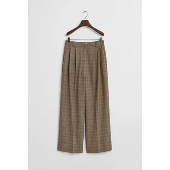 KALHOTY GANT CHECKED PLEATED WOOL BLEND PANTS DEEP BROWN