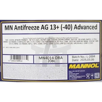 Auto-moto Chladicí kapalina AG13+ žlutá -40&nbsp;°C/+125&nbsp;°C MANNOL MN4014-DR