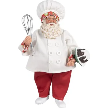 Vánoční dekorace Vánoční dekorace Santa cukrář s metličkou a dortem - 17*11*27 cm