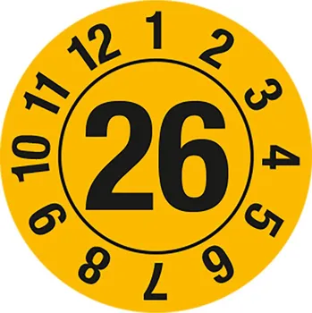 Samolepící etiketa Kontrolní štítek 26, kulatý, žlutý, fólie samolepicí, 10 mm, BJ = 1 x 128 kusů