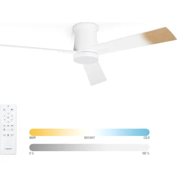 Stropní ventilátor Noaton 16132WWL Rhea, bílá a světle hnědá, stropní ventilátor se světlem (Rozbaleno)