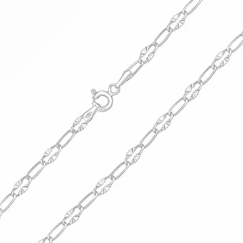 Šperk Zlatý řetízek Paper Clip s broušenými Sunburst očky z bílého zlata - 3,5 mm 42 cm