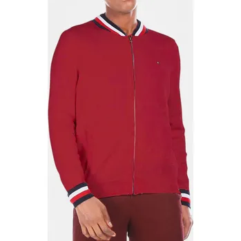 Pánský svetr Červený svetr na zip Tommy Hilfiger - Velikost M, Barva Červená M56340 78E6764