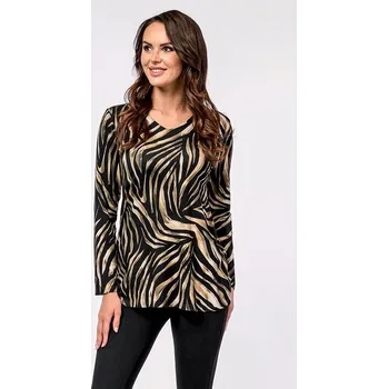 Dámská halenka Áčková černokhaki dámská halenka s dlouhými rukávy 7883 velikost 4XL