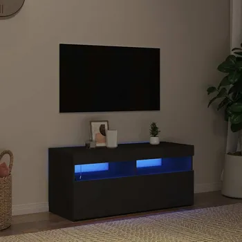 Televizní stolek vidaXL TV skříňka s LED osvětlením 90x35x40 cm [804383] Barva: Černá