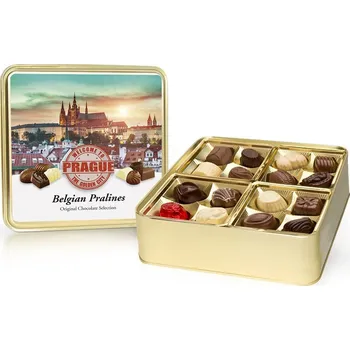 Bonboniéra Selllot, s.r.o., K Hájům 34, 155 00 Praha 5 - Vyrobeno v Belgii Praha - plněné belgické pralinky v plechové dóze 400g