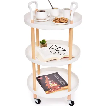 Servírovací stolek TROLLEY | Pojízdný vozík 3patrový | multifunkční regál na kolečkách | výška 86 cm | bílý Dedra