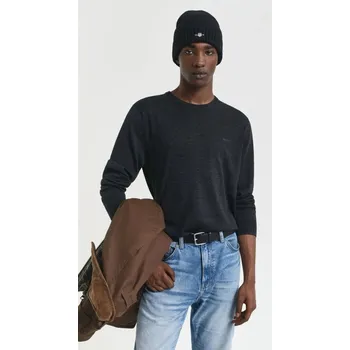 Pánský svetr SVETR GANT EXTRAFINE MERINO WOOL C-NECK DK CHARCOAL MELANGE