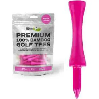 Golfová tyčka GOLF ONE8 týčka Premium 100% Bamboo Golf Tees 57mm (2a1/4") - růžová 20ks