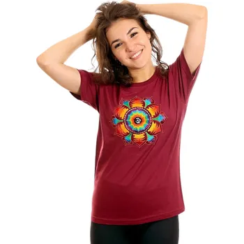 Pánské tričko Tričko "Mandala Spirit" vínové s ohnivým Óm Velikost: 42