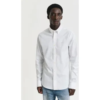 Pánské oblečení KOŠILE GANT SLIM PINPOINT OXFORD SHIRT WHITE