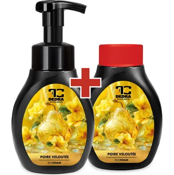 Mýdlo SAMETOVÁ HRUŠKA | šetrné pěnové mýdlo na ruce & tělo | 2×300 ml | výhodná sada 2 ks Dedra