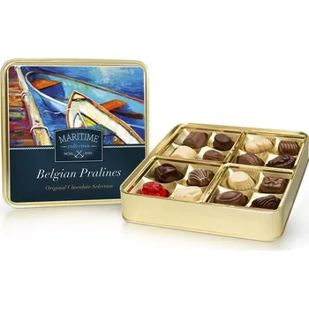 Bonboniéra Delafaille Chocolatier nv – Maritime – plněné belgické pralinky v plechové dóze 200g