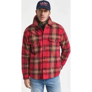 Pánské oblečení KOŠILE GANT REL PADDED CHECK OVERSHIRT CHERRY RED