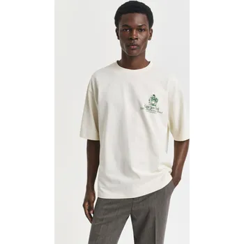 Pánské oblečení TRIČKO GANT GRAPHIC T-SHIRT CREAM