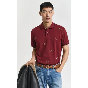 Pánské oblečení POLOKOŠILE GANT EMBROIDERED SS POLO PLUMPED RED