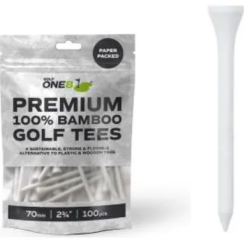 Golfová tyčka GOLF ONE8 týčka Premium 100% Bamboo Golf Tees 70mm (2a3/4") - bílá 100ks