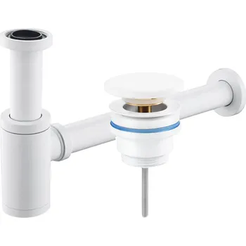 Sifon CERANO - Sifon umyvadlový - 5/4" - mosaz - DN32 mm - s výpustí click-clack - bez přepadu - keramická zátka - bílá matná