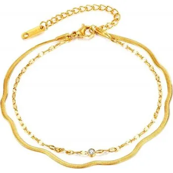 Náramek Dámský ocelový náramek na nohu s hadím řetízkem Zlatý Titan Jewerly GZ156