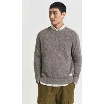 Pánský svetr SVETR GANT WOOL BLEND MOULINE C-NECK BROWN MELANGE