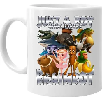 Žertovný předmět Just a boy who loves brainrot - hrnek s potiskem- Tričkový.cz