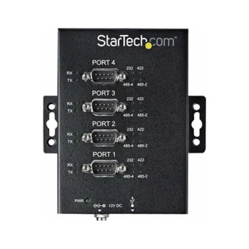 USB hub StarTech.com 4 Port Serial Hub USB to RS232/RS485/RS422 Adapter, Industrial USB 2.0 to DB9 Serial Converter Hub, IP30 Rated, Din Rail Mountable Metal Serial Hub, 15kV ESD Protection - 6ft Locking Cabl