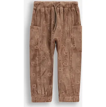 Dětské velurové tepláky Coccodrillo ZC5120102FBN hnědá 89X, vel. 62