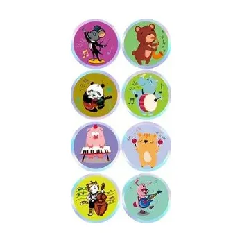 Hudebniny 8 ks samolepek s motivem hudební zvířátka 3