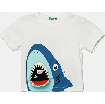 Dětské bavlněné tričko United Colors of Benetton bílá barva, s potiskem, 3I1XG10JL 3I1XG10JL.P.Seasonal 00X, vel. 90